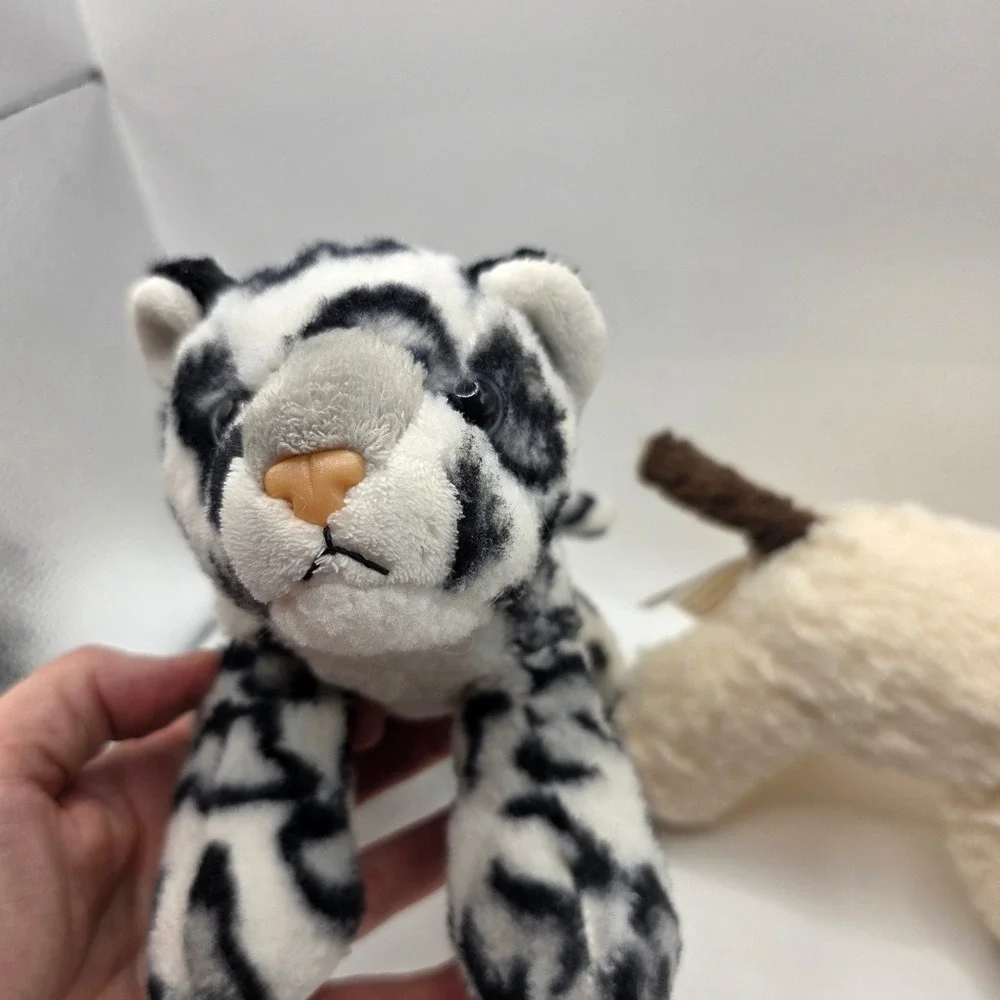 Aurora Plush Lot 2 Snow Leopard Siamese Cat Black White Cream 8in x 6in